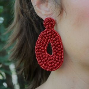 Red Beaded Earrings